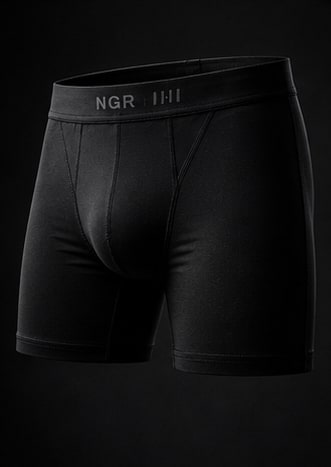 PACE Performance Boxer negro con cintura NGR y paneles ventilados.